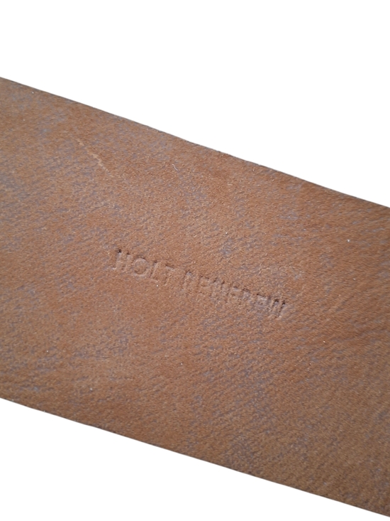 Holt Renfrew Luxe Brown Leather Belt Made in Canada Gold Buckle Timeless Classic - Picture 6 of 15